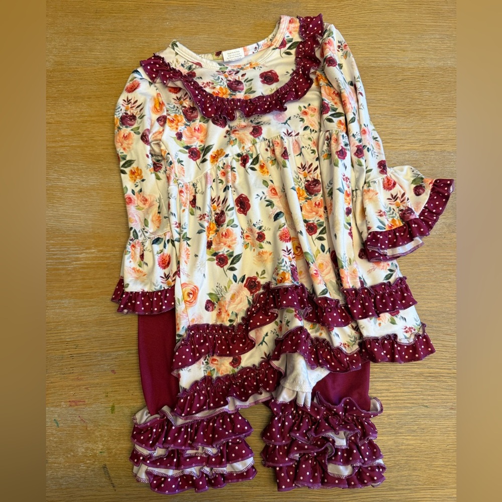 Floral Ruffle Dress Set 4T